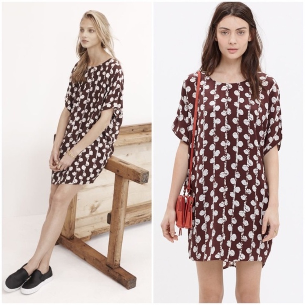 Madewell Silk Easy Dress Batik Vines, Size M, EUC